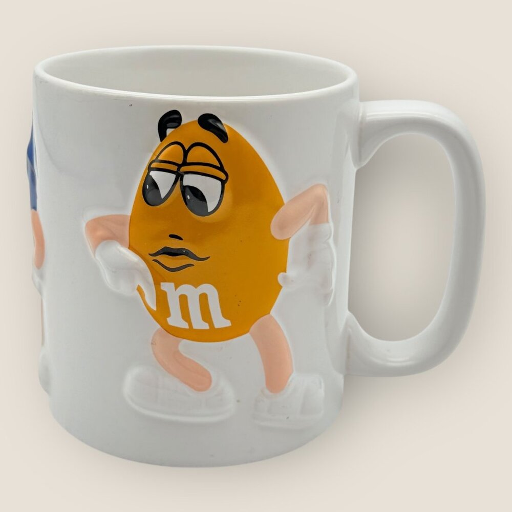 M&Ms 3D Embossed Ceramic Mug Featuring Red Yellow & Blue Characters